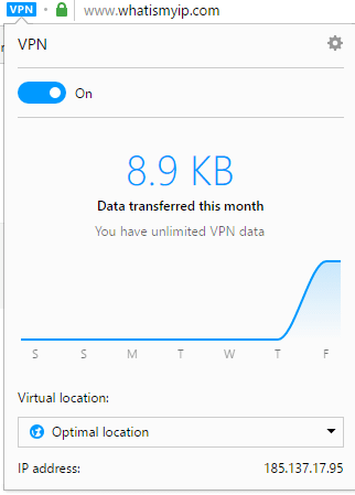 VPN details when using Opera browser