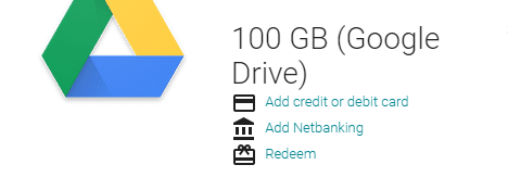 google drive plan purchase options