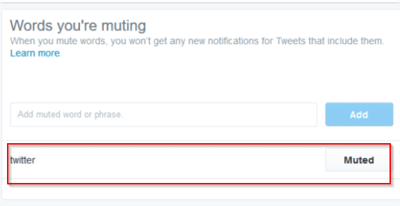 list of words that are muted in tweets
