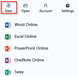 creating new documents directly when using office online extension in Edge