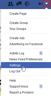 accessing Facebook settings