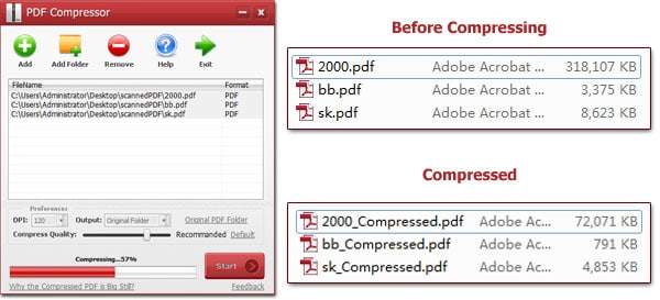 compressing pdf documents using pdf compressor 