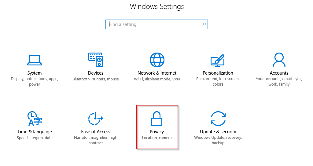 windows 10 settings