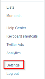 accessing Twitter settings