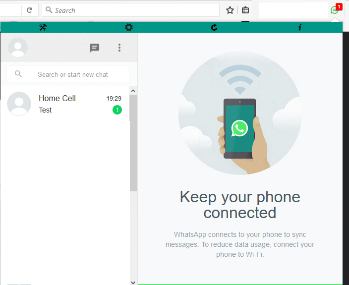 WhatsApp Web activity in WhatsApp desktop messenger add-on 