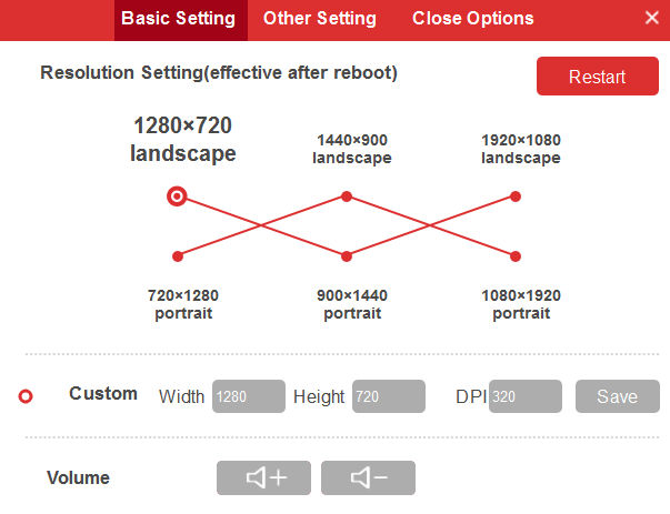 display settings for Droid4x