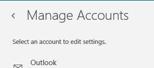 choosing email account for changing sync settings in Windows 10 Mail app