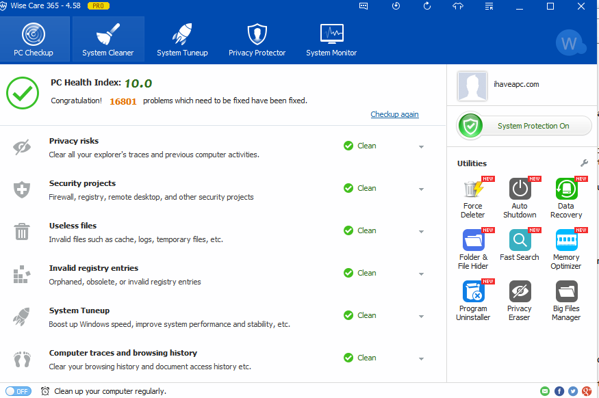 pc tune up using wise care 365