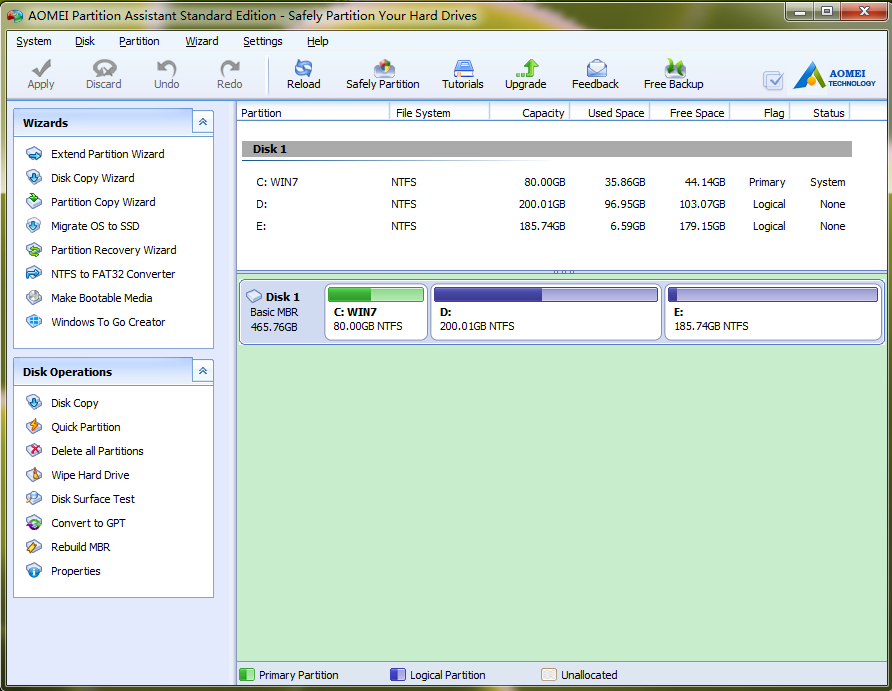 aomei partition assistant interface