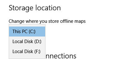 change where offline maps are stored in windows 10