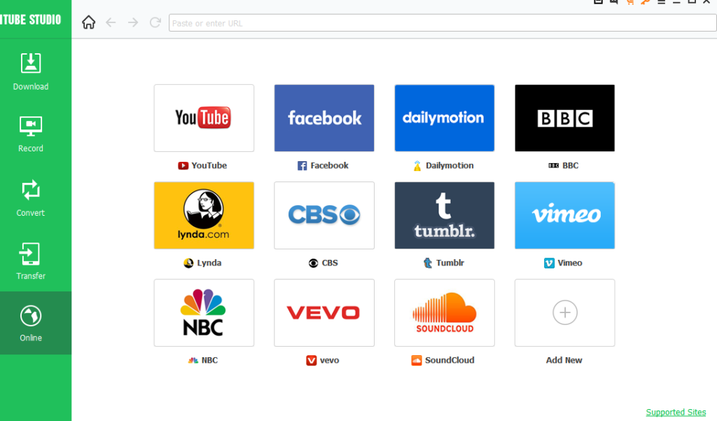 built-in browser in itube studio for downloading videos from online sites