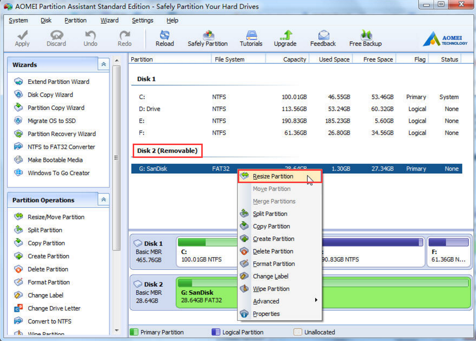 resizing partition on SD card