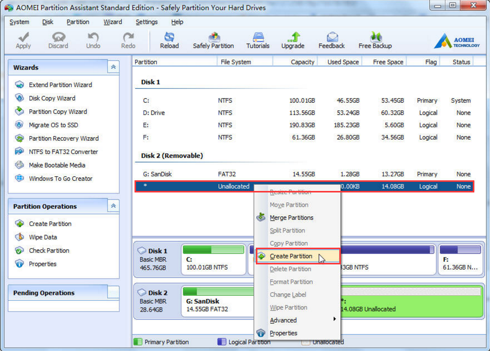 creating a new partition on SD card