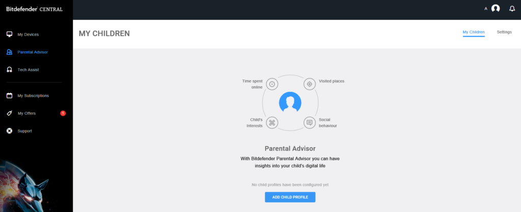 parental advisor for Bitdefender Internet Security 2017