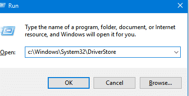 accessing windows 10 drivers folder through Run box