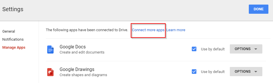 adding new apps to Google Drive