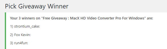 macx hd video converter pro giveaway winners