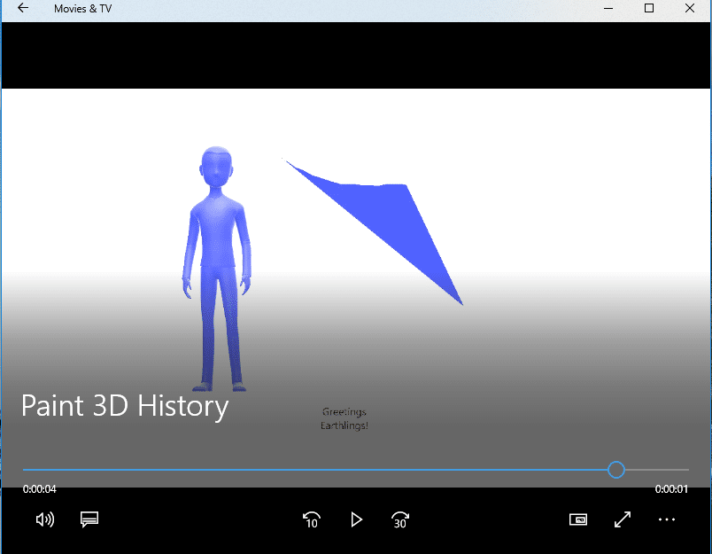 recorded history as a video in paint 3d