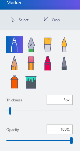 marker options in paint 3d