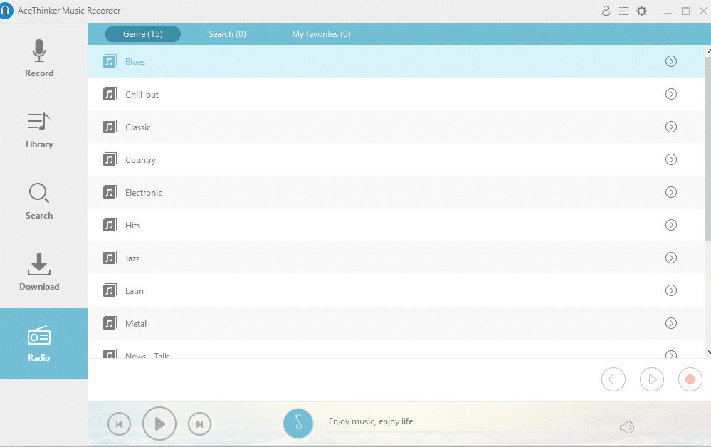 radio stations for listening and downloading using AceThinker 