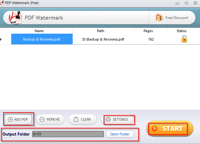 PDF watermark user interface