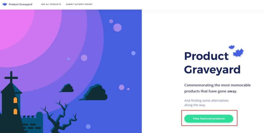 product graveyard main page