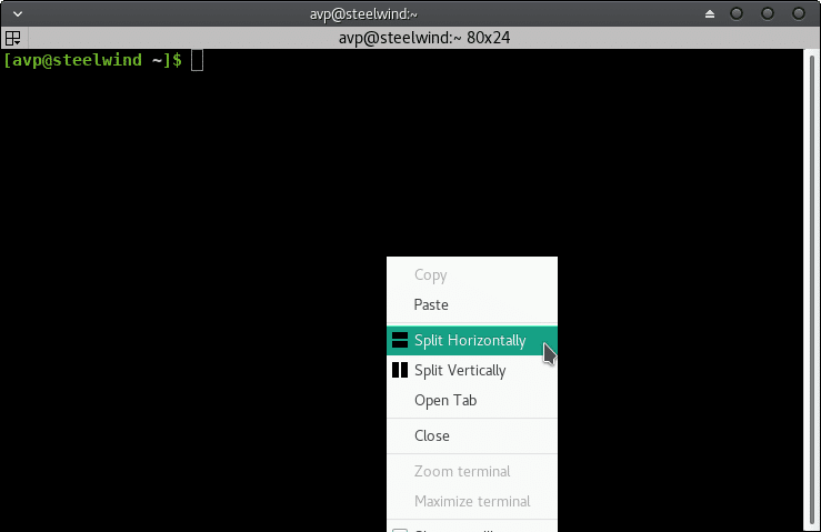 split terminals horizontally, vertically or in tabs using terminator