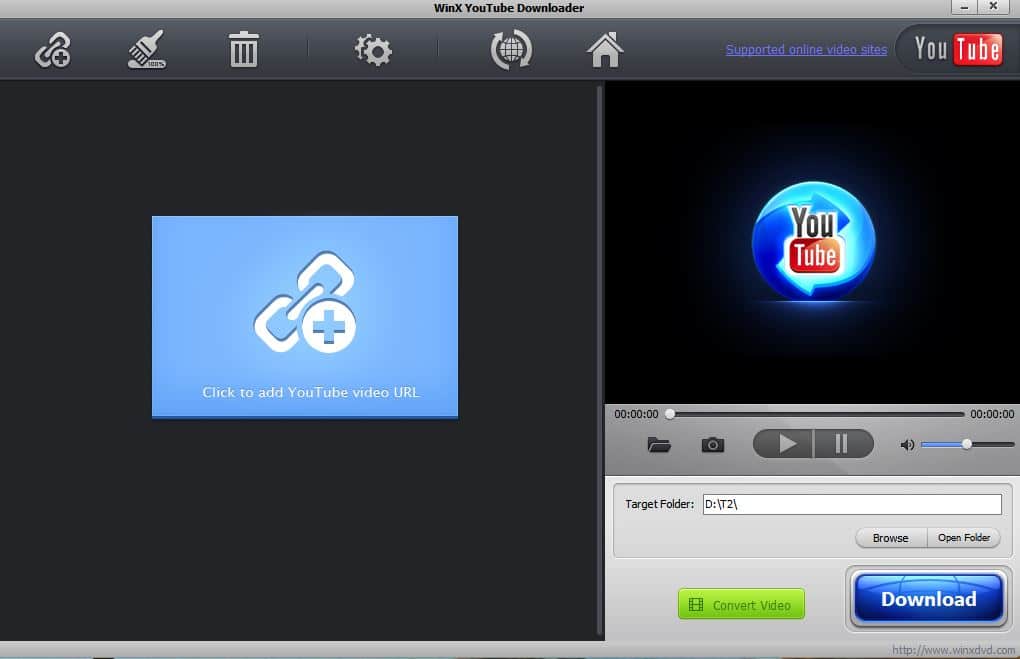 WinX YouTube Downloader main interface