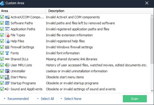 choosing different Windows items for optimizing