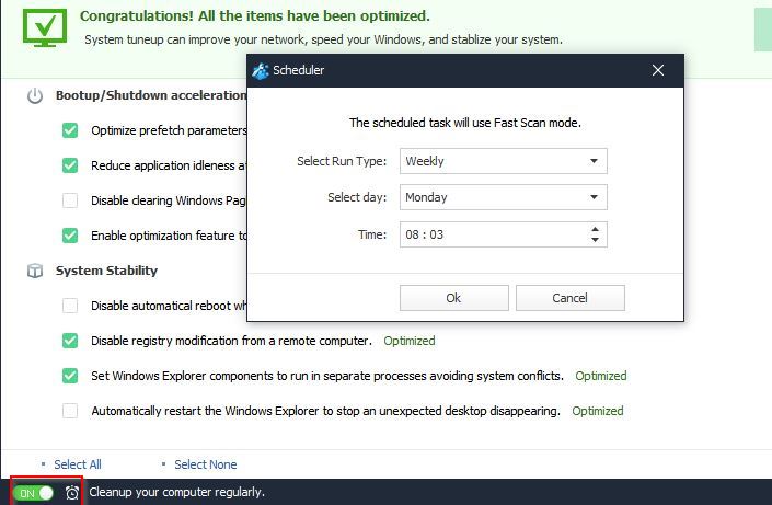 scheduling registry scan