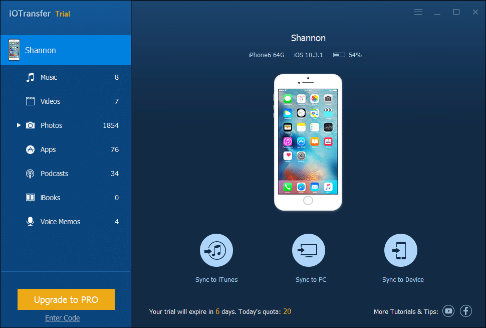 iotransfer main interface