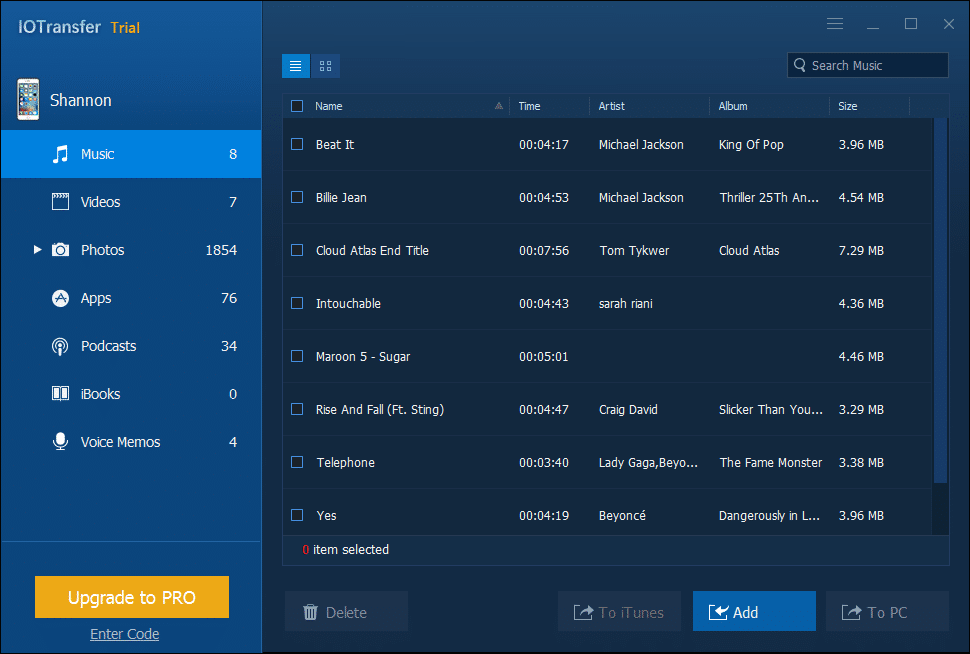 music manager in iotransfer