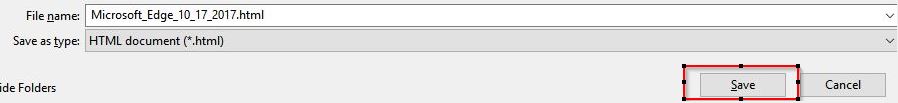saving the exported Edge bookmark file as HTML