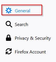 general settings in firefox