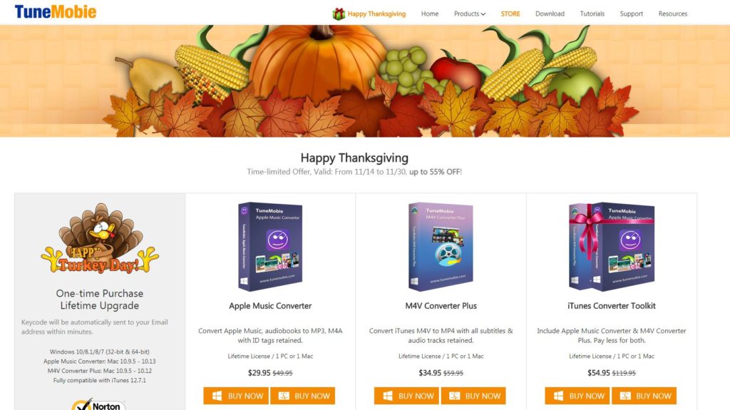 tunemobie thanksgiving giveaway page