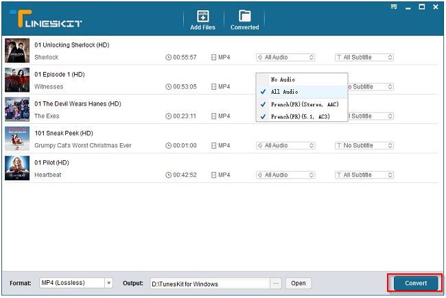 converting selected files for DRM unlocking using Tuneskit DRM Media Converter