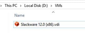 downloaded virtual disk file for slackware