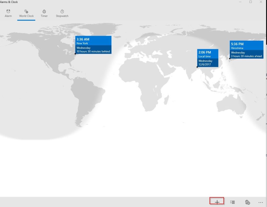 world clock in Alarms & Clock