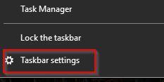 taskbar settings in Windows 10