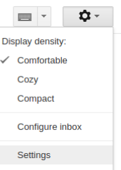 accessing settings in Gmail