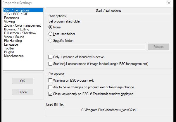 choosing a start folder for loading images in IrfanView