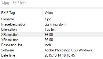 viewing EXIF data for images in IrfanView