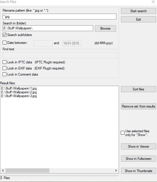 using the search function in IrfanView