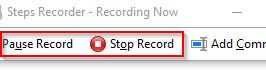 pause or stop recording using step recorder