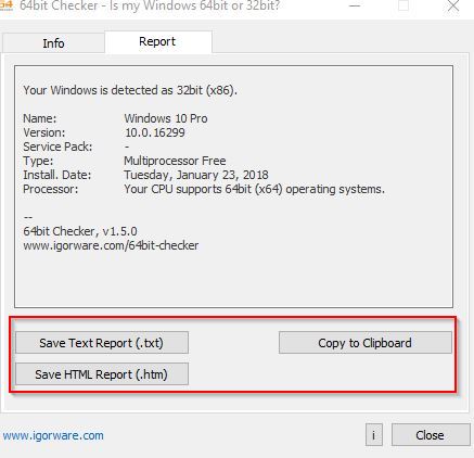 saving reports in 64bit checker