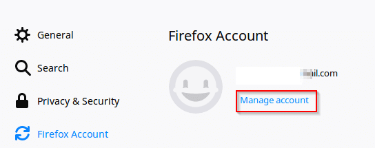 accessing Firefox account for changing sync settings