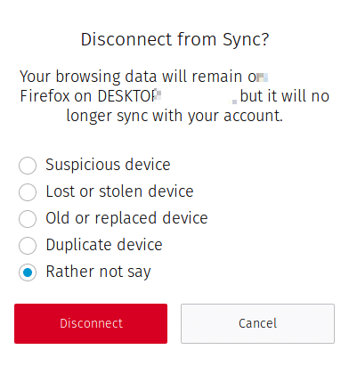 disconnecting devices no longer used from using Firefox sync