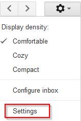 accessing Gmail settings