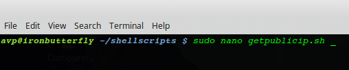 making shell script using nano text editor