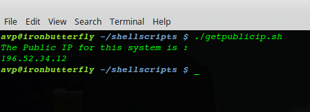 linux shell script to display public IP